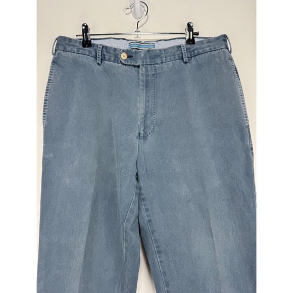 Peter Millar Raleigh Washed Twill Flat Front Pants Blue Pima Cotton Size‎ 33x27 - Picture 2 of 7